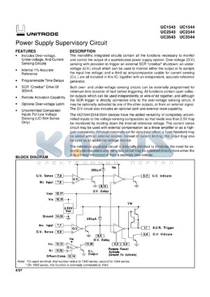 UC3544J datasheet - POWER SUPPLY SUPERVISORY CIRCUIT