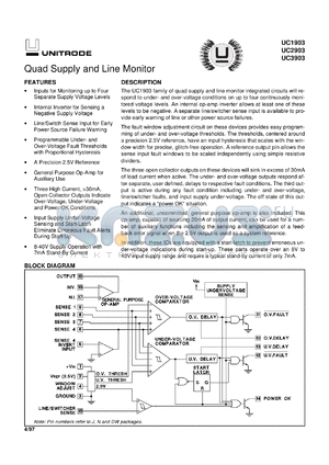 UC2903DWTR datasheet - QUAD SUPPLY AND LINE MONITOR