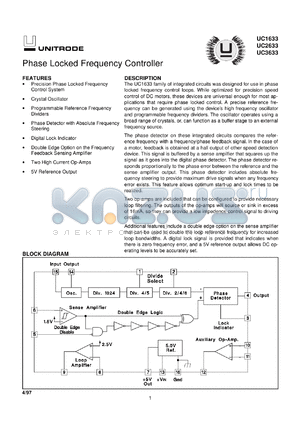 UC3633J datasheet - PHASE LOCKED FREQUENCY CONTROLLER