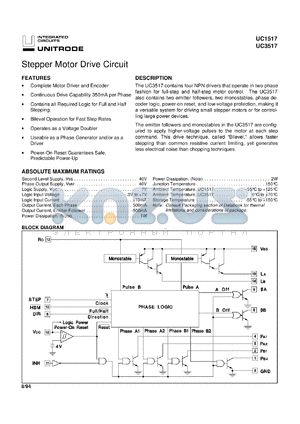 UC3517N datasheet - STEPPER MOTOR DRIVE CIRCUIT