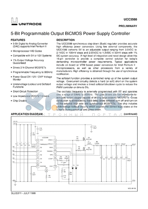 UCC3588N datasheet - 5-BIT PROGRAMMABLE OUTPUT BICMOS POWER SUPPLY CONTROLLER