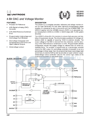 UC3910N datasheet - 4-BIT DAC AND VOLTAGE MONITOR