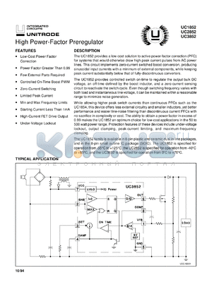 UC2852DTR datasheet - HIGH POWER-FACTOR PREREGULATOR