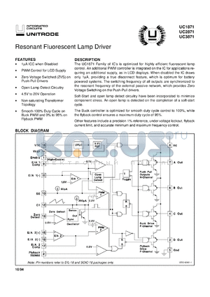 UC2871DW datasheet - RESONANT FLUORESCENT LAMP DRIVER