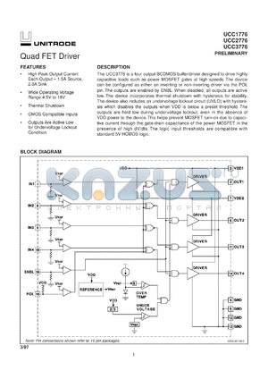 UCC3776N datasheet - QUAD FET DRIVER