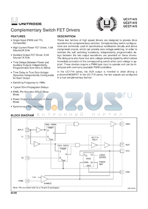 UC3715DTR datasheet - COMPLEMENTARY SWITCH FET DRIVERS