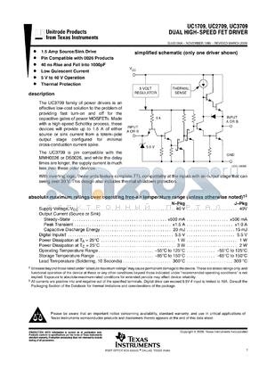 UC3709J datasheet - DUAL HIGH-SPEED FET DRIVER