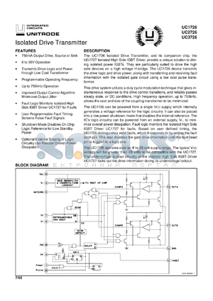 UC2726N datasheet - ISOLATED DRIVE TRANSMITTER