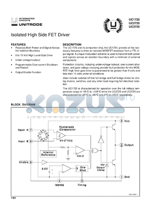 UC2725J datasheet - ISOLATED HIGH SIDE FET DRIVER