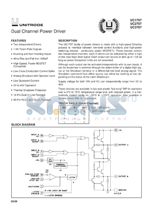 UC2707J datasheet - DUAL CHANNEL POWER DRIVER