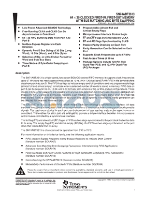 SN74ABT3613-15PCB datasheet - 64 X 36 SYNCHRONOUS FIFO MEMORY