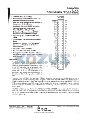 SN74ALVC7803-20DL datasheet - 512 X 18 3.3-V SYNCHRONOUS FIFO MEMORY