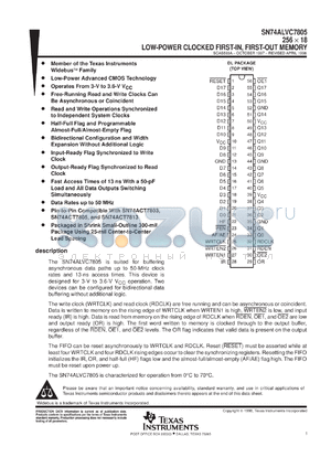 SN74ALVC7805-40DL datasheet - 256 X 18 3.3-V SYNCHRONOUS FIFO MEMORY