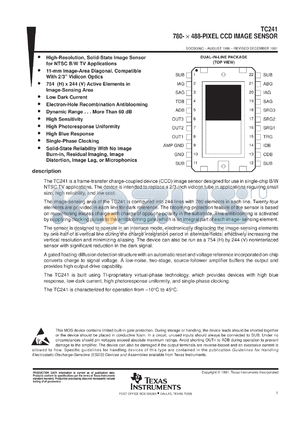 TC241-30 datasheet - 780- X 488-PIXEL CCD IMAGE SENSOR