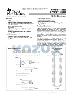 CY74FCT162823ETPAC datasheet - 18-BIT D-TYPE FLIP-FLOPS WITH 3-STATE OUTPUTS