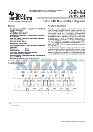 CY74FCT823ATQC datasheet - 9-BIT BUS INTERFACE FLIP-FLOPS WITH 3-STATE OUTPUTS