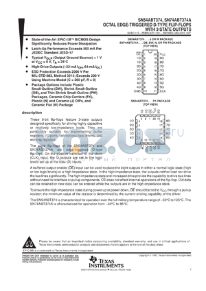 SN74ABT374ADBLE datasheet - OCTAL EDGE-TRIGGERED D-TYPE FLIP-FLOPS WITH 3-STATE OUTPUTS