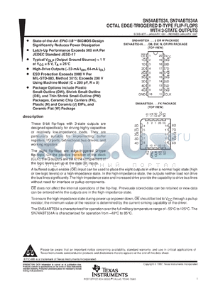 SN74ABT534APWLE datasheet - OCTAL EDGE-TRIGGERED D-TYPE FLIP-FLOPS WITH 3-STATE OUTPUTS