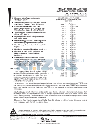 SN74ABTH16823DGGR datasheet - 18-BIT BUS-INTERFACE FLIP-FLOPS WITH 3-STATE OUTPUTS