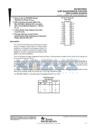 SN74BCT29821DWR datasheet - 10-BIT BUS INTERFACE FLIP-FLOPS WITH 3-STATE OUTPUTS