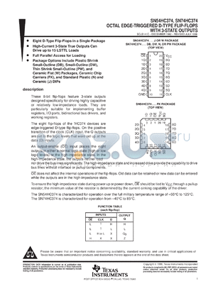 SN74HC374PWLE datasheet - OCTAL EDGE-TRIGGERED D-TYPE FLIP-FLOPS WITH 3-STATE OUTPUTS