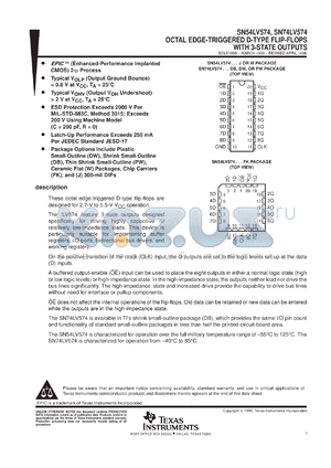 SN74LV574DBLE datasheet - OCTAL EDGE-TRIGGERED D-TYPE FLIP-FLOP WITH 3-STATE OUTPUTS
