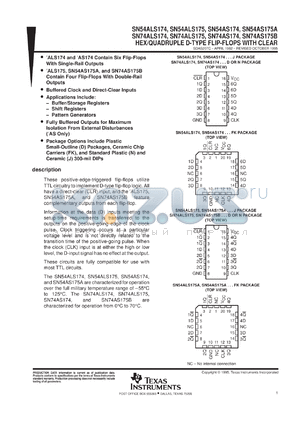 SN54AS175AJ datasheet - QUADRUPLE D-TYPE FLIP-FLOPS WITH CLEAR