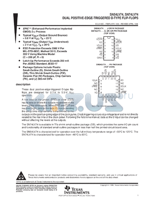 SN74LV74DR datasheet - DUAL POSITIVE-EDGE-TRIGGERED D-TYPE FLIP-FLOP