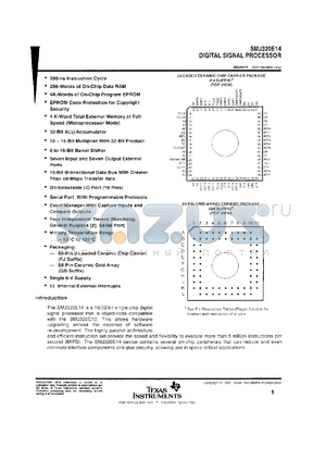 SM320E14GBM datasheet - DIGITAL SIGNAL PROCESSOR