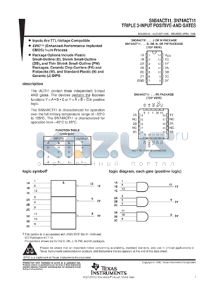 SN74ACT11DBLE datasheet - TRIPLE 3-INPUT POSITIVE-AND GATES
