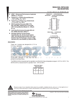 SN74LVU04DR datasheet - HEX INVERTERS