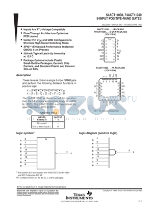 74ACT11030DR datasheet - 8-INPUT POSITIVE-NAND GATES