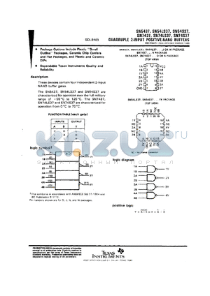 SN7437N3 datasheet - QUAD 2-INPUT POSITIVE-NAND BUFFERS