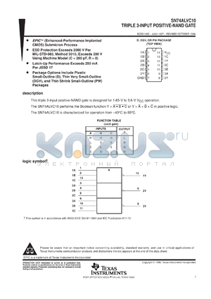 SN74ALVC10PWR datasheet - TRIPLE 3-INPUT POSITIVE-NAND GATE