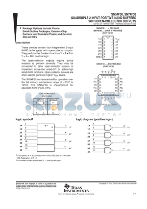 SN74F38DR datasheet - QUAD 2-INPUT POSITIVE-NAND BUFFERS WITH OPEN COLLECTOR OUTPUTS