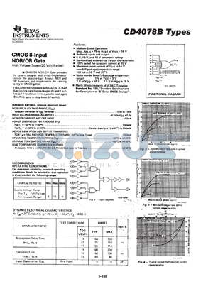 CD4078BF3A datasheet - CMOS 8-INPUT NOR/OR GATE