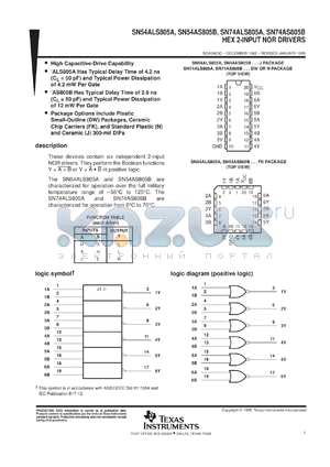 SNJ54AS805BW datasheet - HEX 2-INPUT NOR DRIVERS