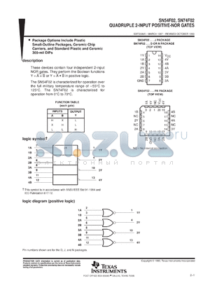 SN74F02DR datasheet - QUAD 2-INPUT POSITIVE-NOR GATES