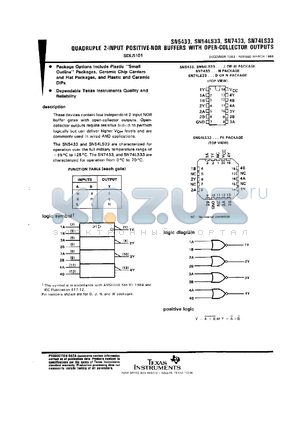 SN74LS33N3 datasheet - QUAD 2-INPUT POSITIVE-NOR BUFFERS WITH OPEN COLLECTOR OUTPUTS