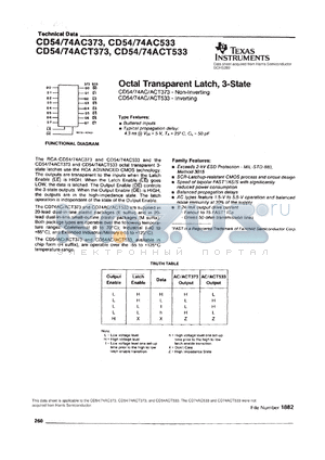 CD54AC373F3A datasheet - OCTAL TRANSPARENT LATCHES WITH 3-STATE OUTPUTS