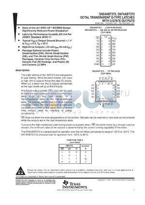SNJ54ABT373J datasheet - OCTAL TRANSPARENT D-TYPE LATCHES WITH 3-STATE OUTPUTS