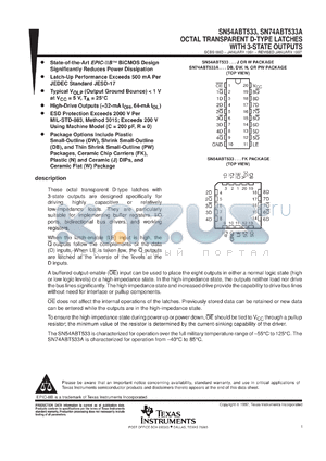 SN74ABT533ADBLE datasheet - OCTAL TRANSPARENT D-TYPE LATCHES WITH 3-STATE OUTPUTS