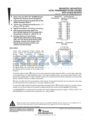 SN74ABT533ADW datasheet - OCTAL TRANSPARENT D-TYPE LATCHES WITH 3-STATE OUTPUTS