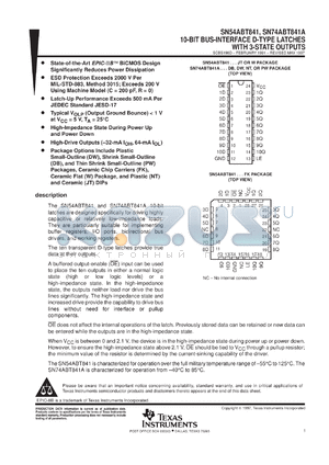 SN74ABT841ADBLE datasheet - 10-BIT BUS-INTERFACE D-TYPE LATCHES WITH 3-STATE OUTPUTS