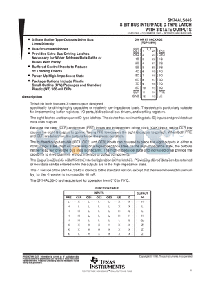 SN74ALS845-1NT datasheet - 8-BIT BUS-INTERFACE D-TYPE LATCHES WITH 3-STATE OUTPUTS