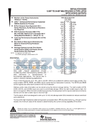 SN74ALVCH162260GR datasheet - 12-BIT TO 24-BIT MULTIPLEXED D-TYPE LATCH WITH 3-STATE OUTPUTS