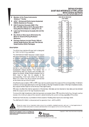 SN74ALVCH16841DLR datasheet - 20-BIT BUS-INTERFACE D-TYPE LATCH WITH 3-STATE OUTPUTS