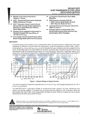 SN74AVC16373DGGR datasheet - 16-BIT TRANSPARENT D-TYPE LATCH WITH 3-STATE OUTPUTS