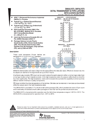 SN74LV573DWR datasheet - OCTAL TRANSPARENT D-TYPE LATCH WITH 3-STATE OUTPUTS
