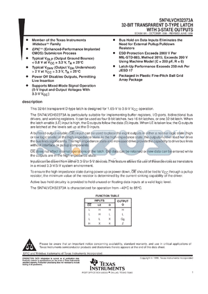 SN74LVCH32373AGKER datasheet - 32-BIT TRANSPARENT D-TYPE LATCH WITH 3-STATE OUTPUTS